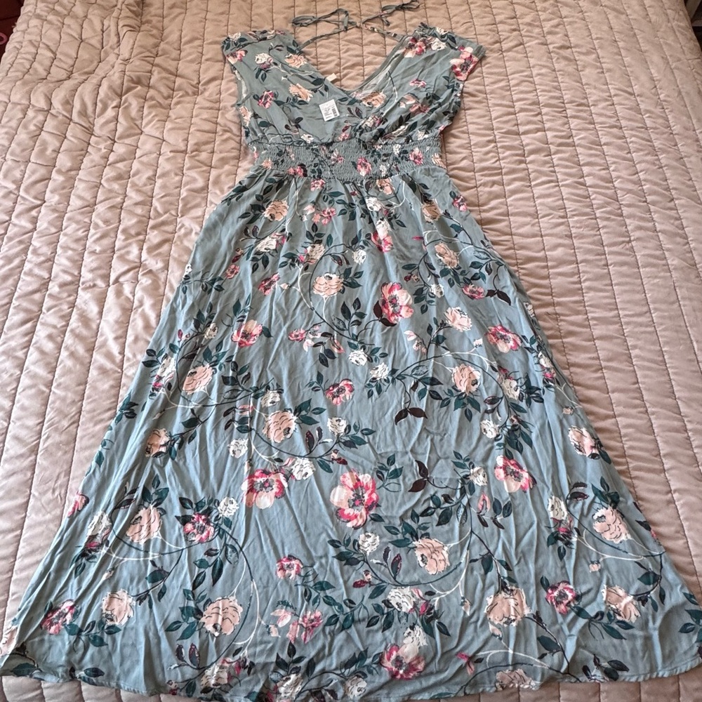 Maurices Floral Maxi Dress - Blue and Pink - Picture 2 of 5